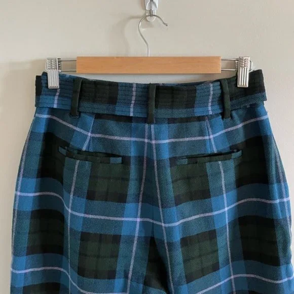 Aritzia Wilfred Blue Plaid Tie Front Pants Size 6 - Picture 9 of 11